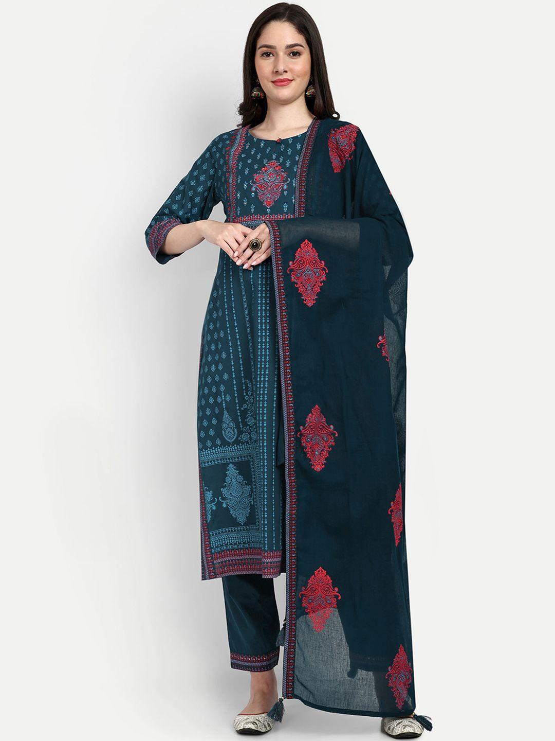 mumzhug ethnic motifs embroidered pure cotton maternity kurta with trousers & dupatta