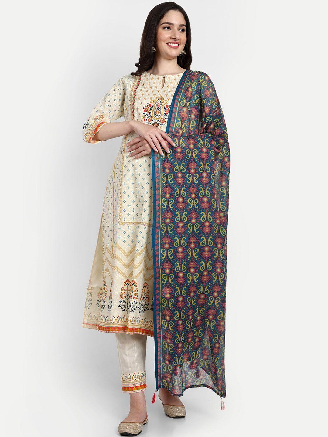 mumzhug ethnic motifs embroidered pure cotton maternity kurta with trousers & dupatta