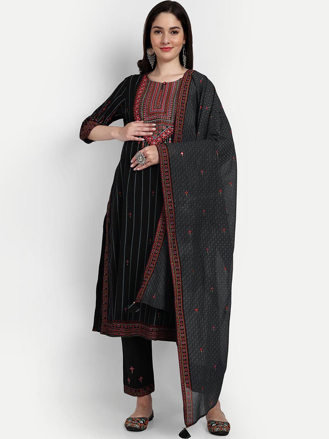 mumzhug ethnic motifs embroidered pure cotton maternity kurta with trousers & dupatta