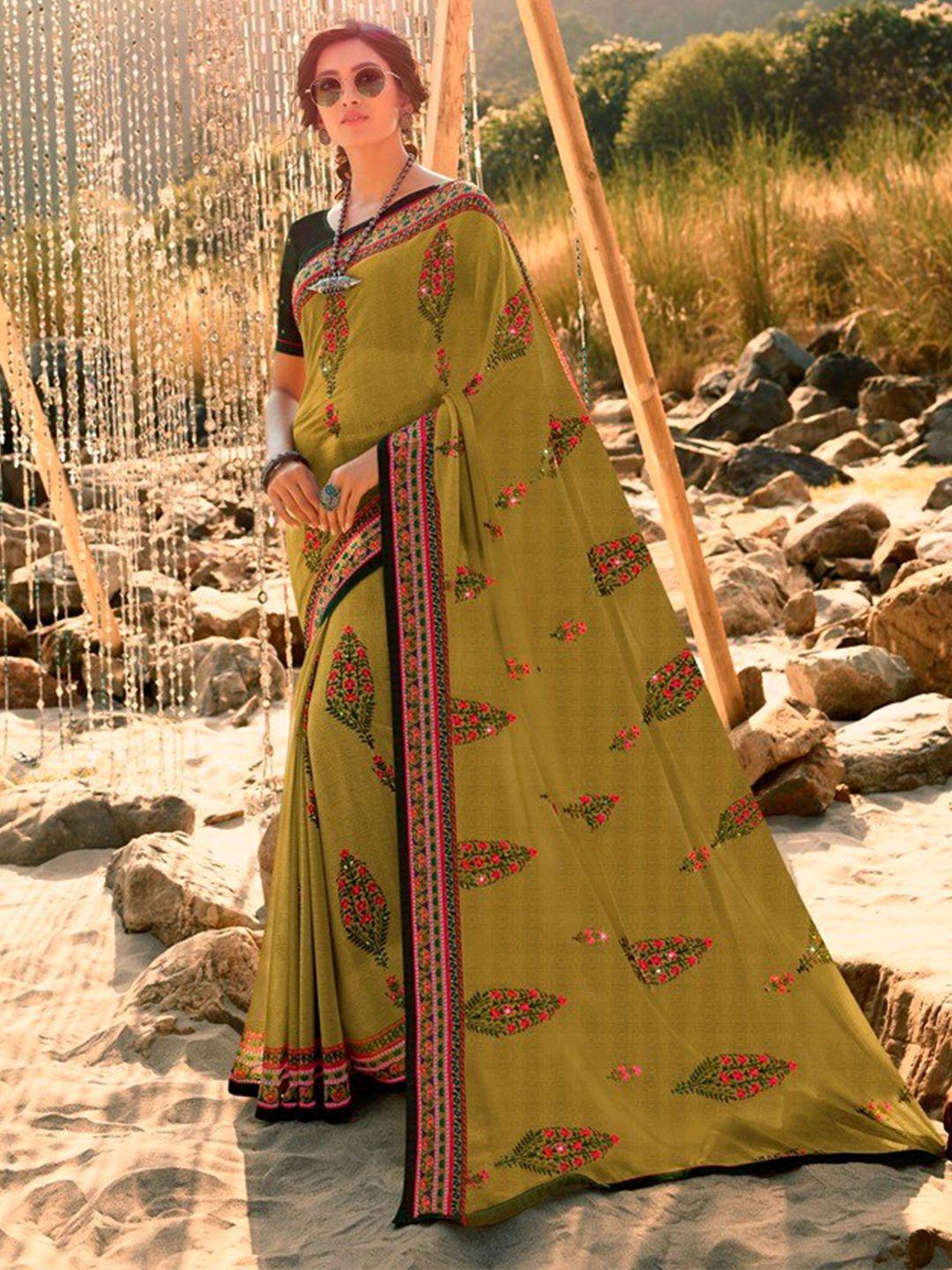 vairagee ethnic motif printed embroidered saree