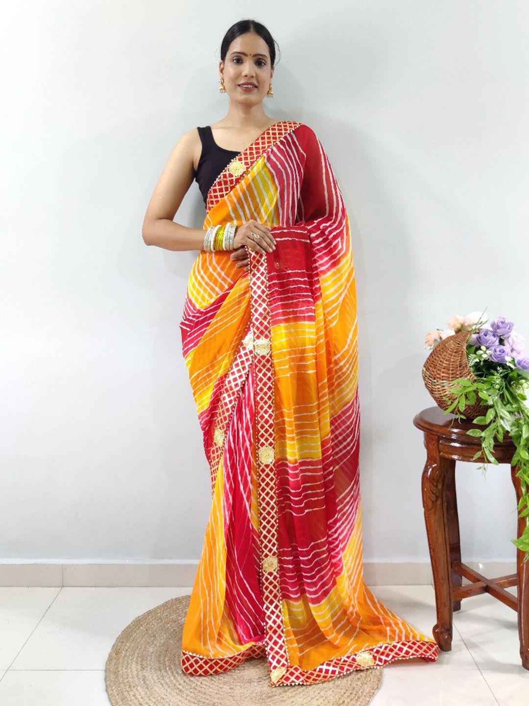 veerax leheriya printed pure georgette bandhani saree