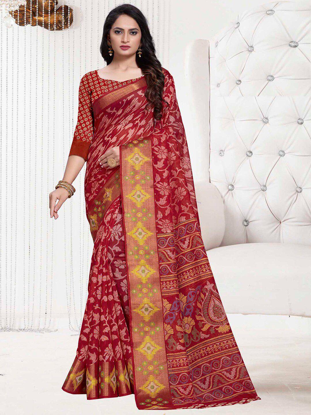 anouk floral printed zari bagh saree