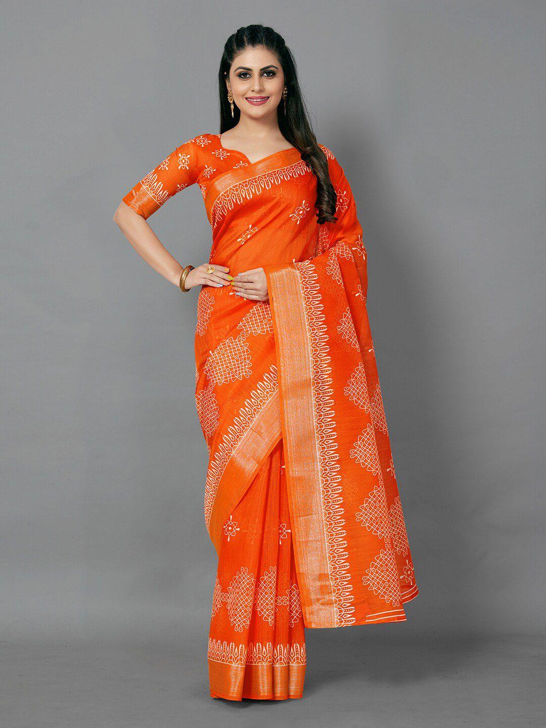 anouk ethnic motifs zari block print saree