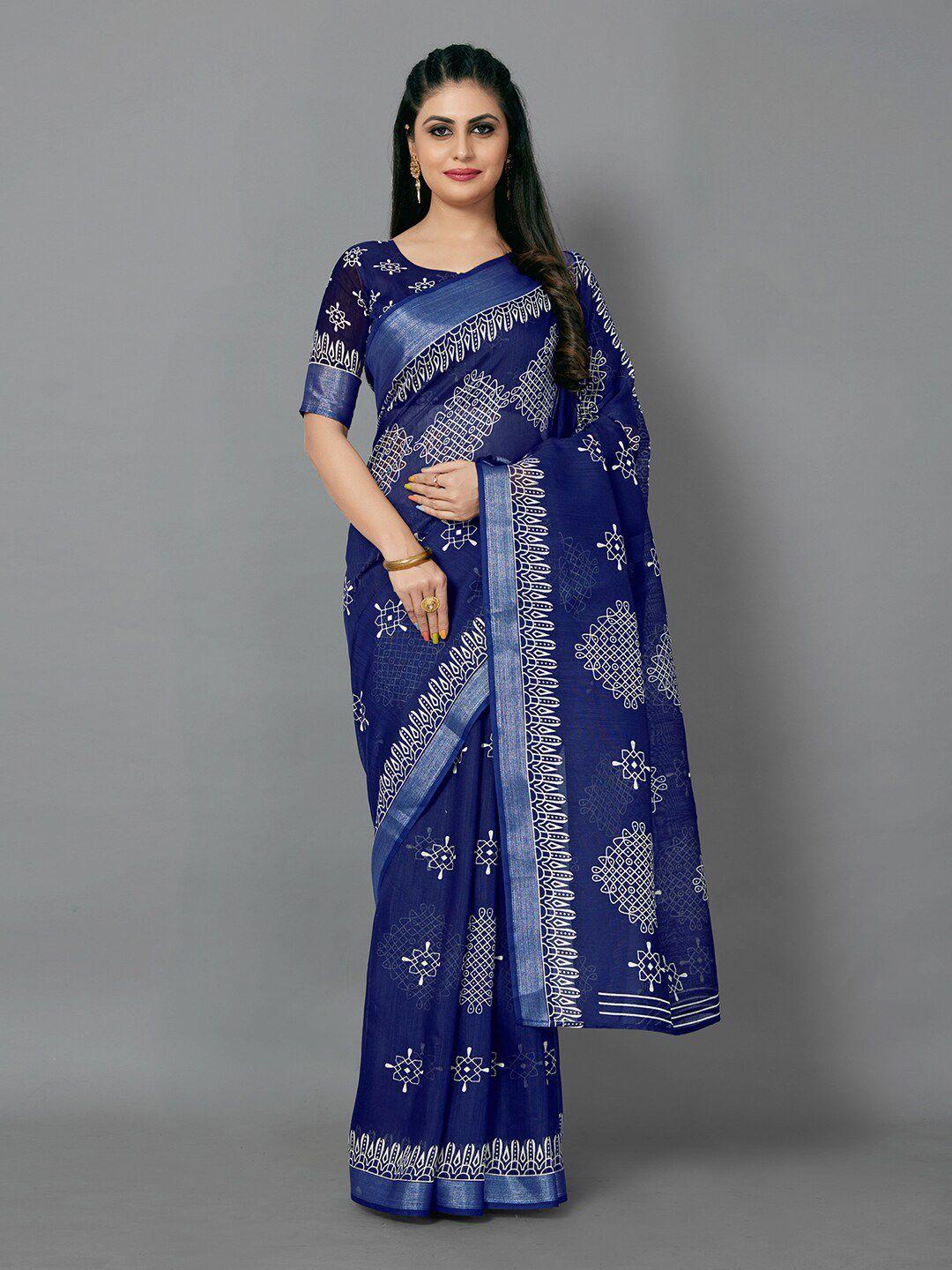 anouk ethnic motifs block print saree