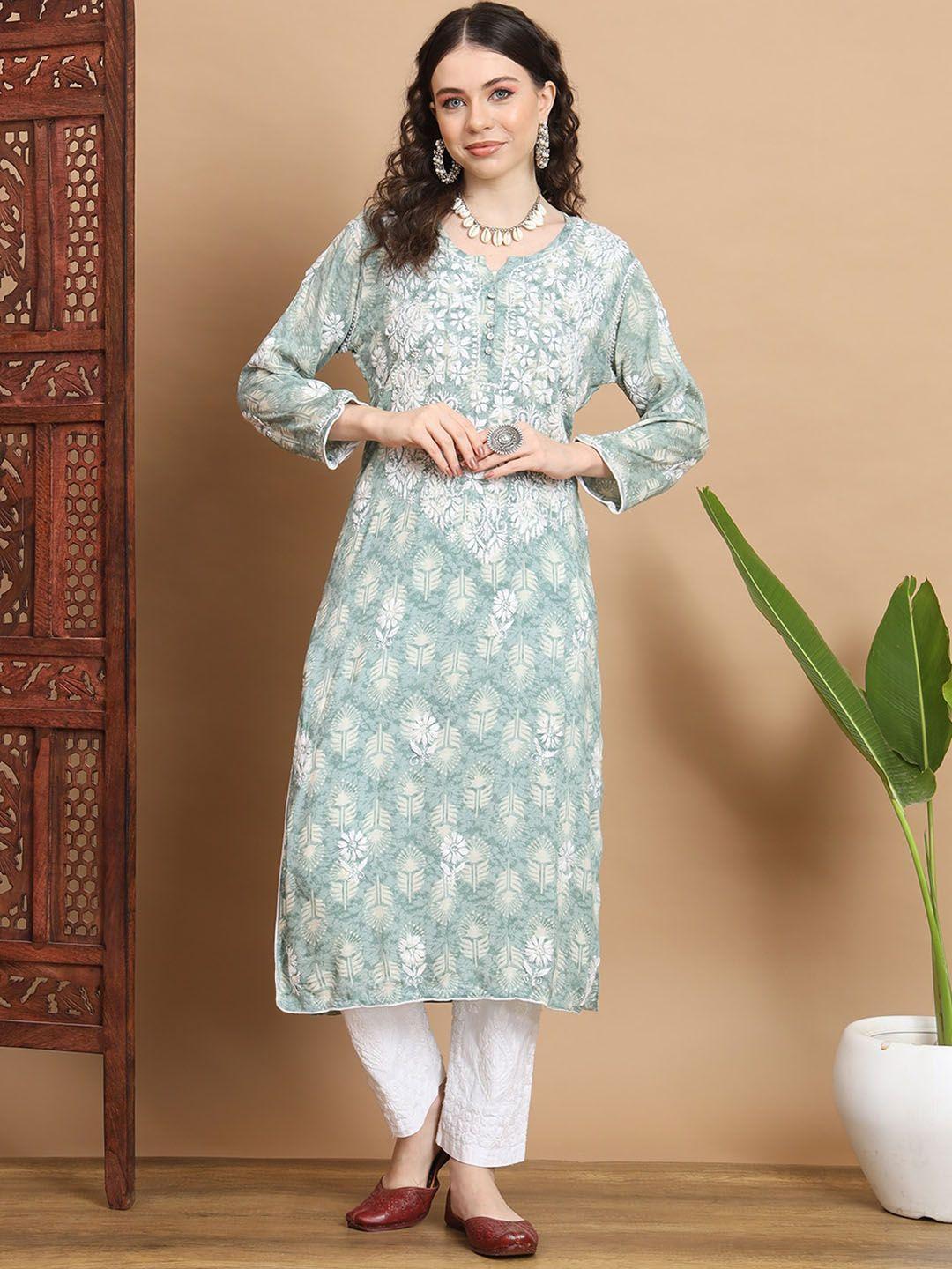 ethnava floral embroidered straight kurta