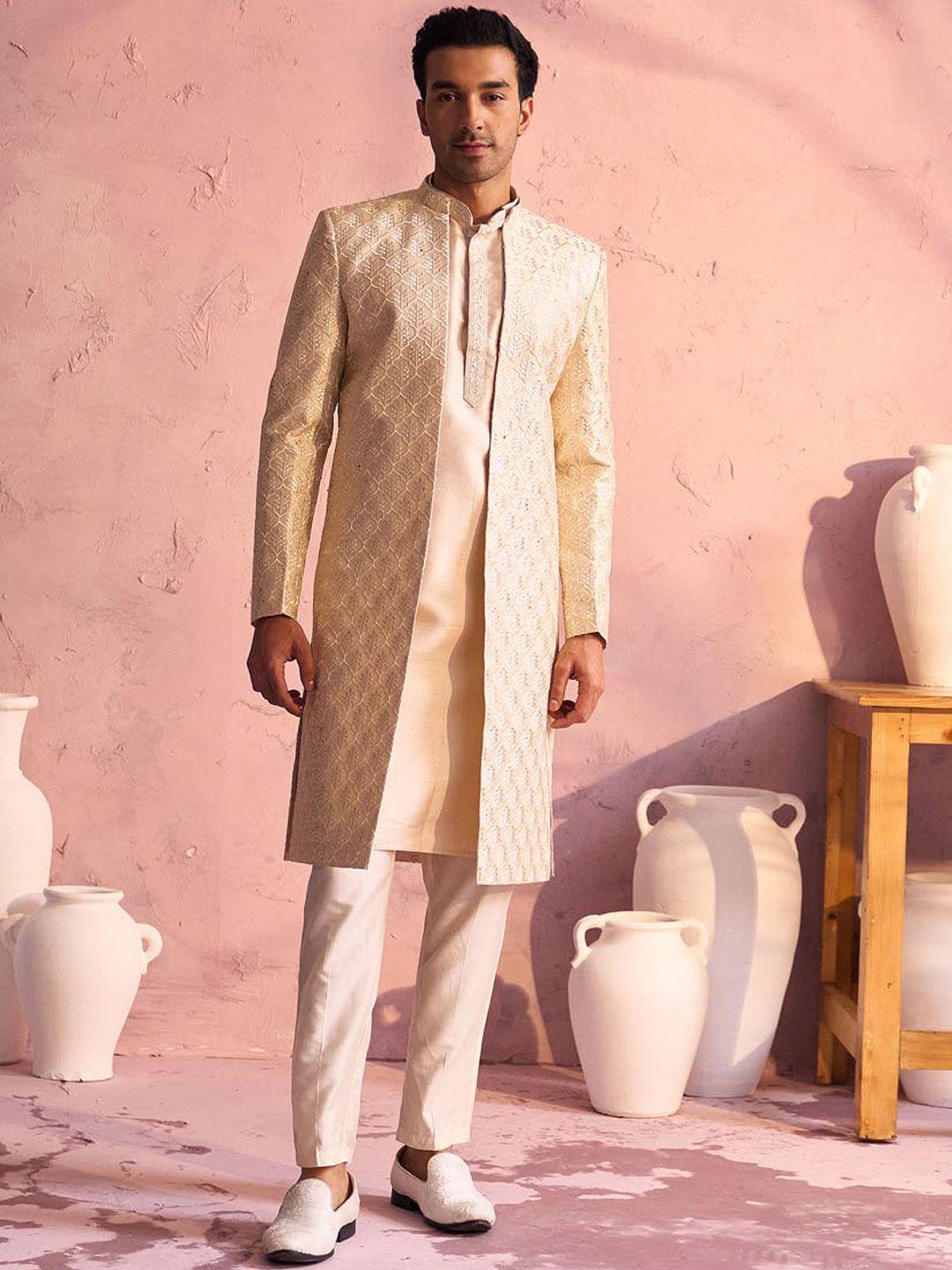 shrestha by vastramay embellished sequinned slim fit sherwani set