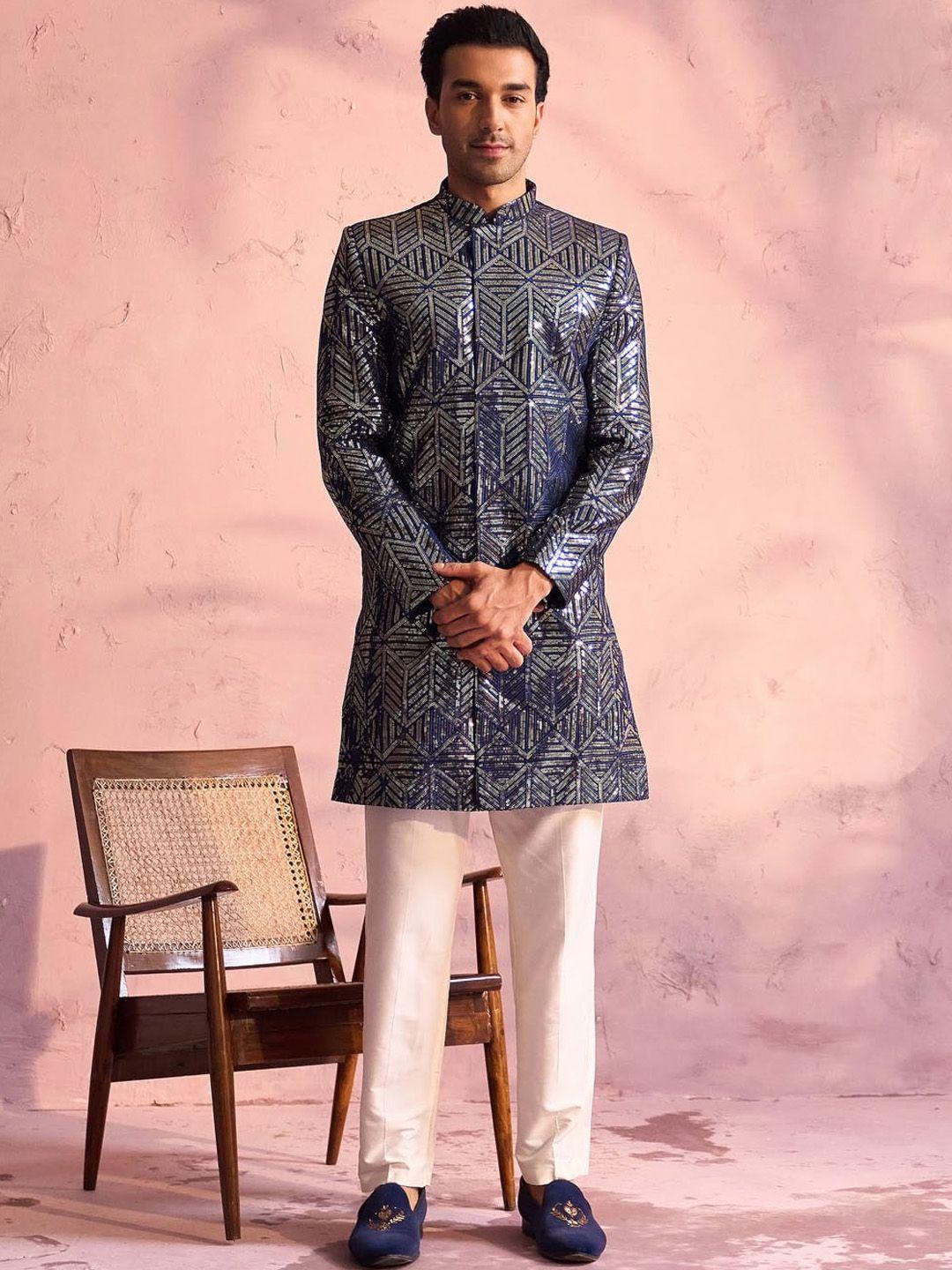 shrestha by vastramay embellished sequinned slim fit sherwani set