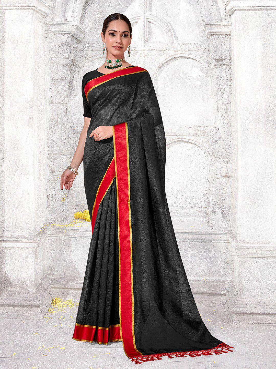 anouk black & red zari art silk khadi saree