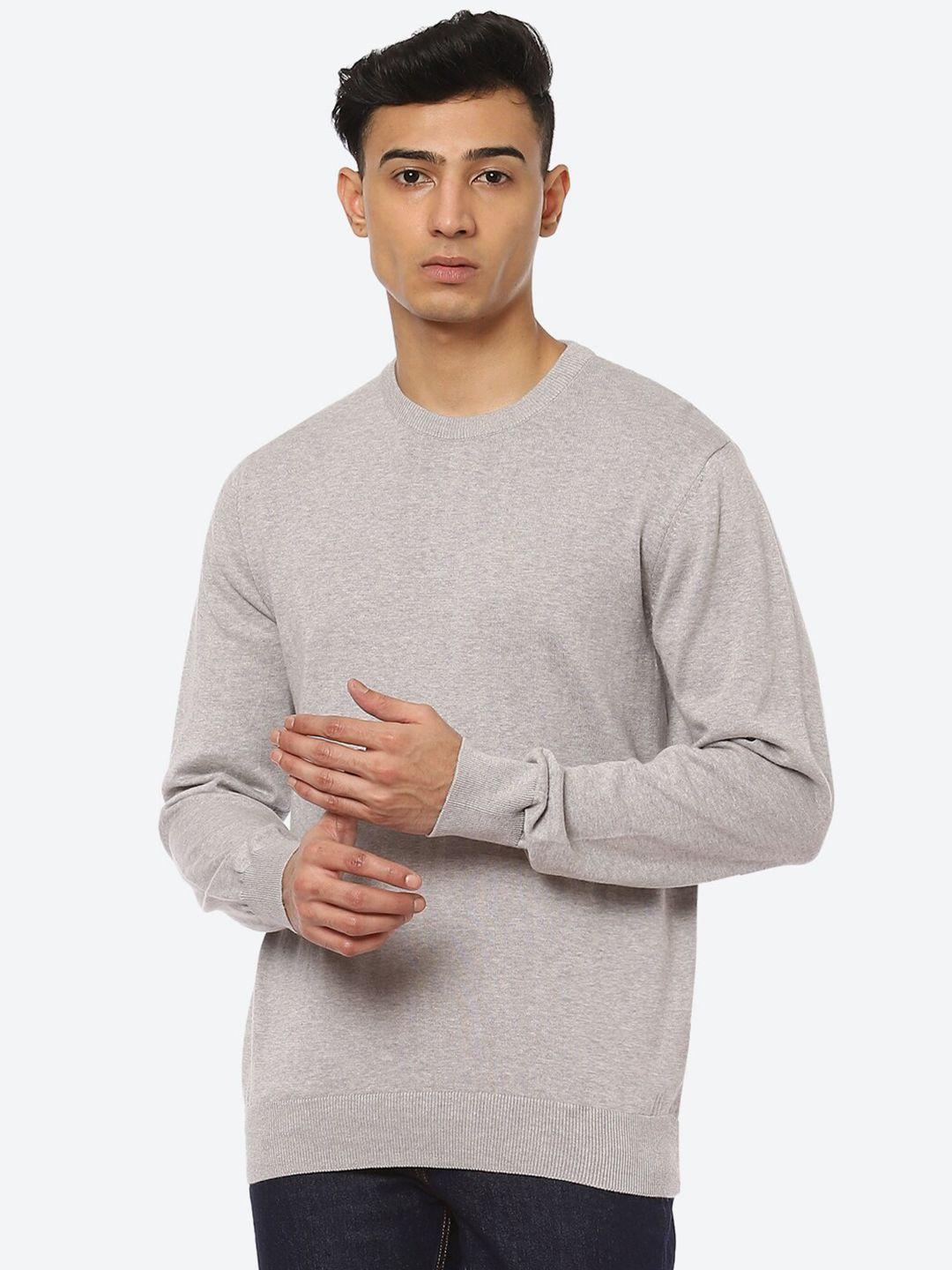 2bme round neck long sleeve cotton pullover sweater