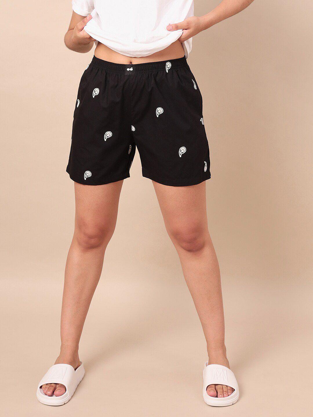 bewakoof women abstract printed lounge shorts