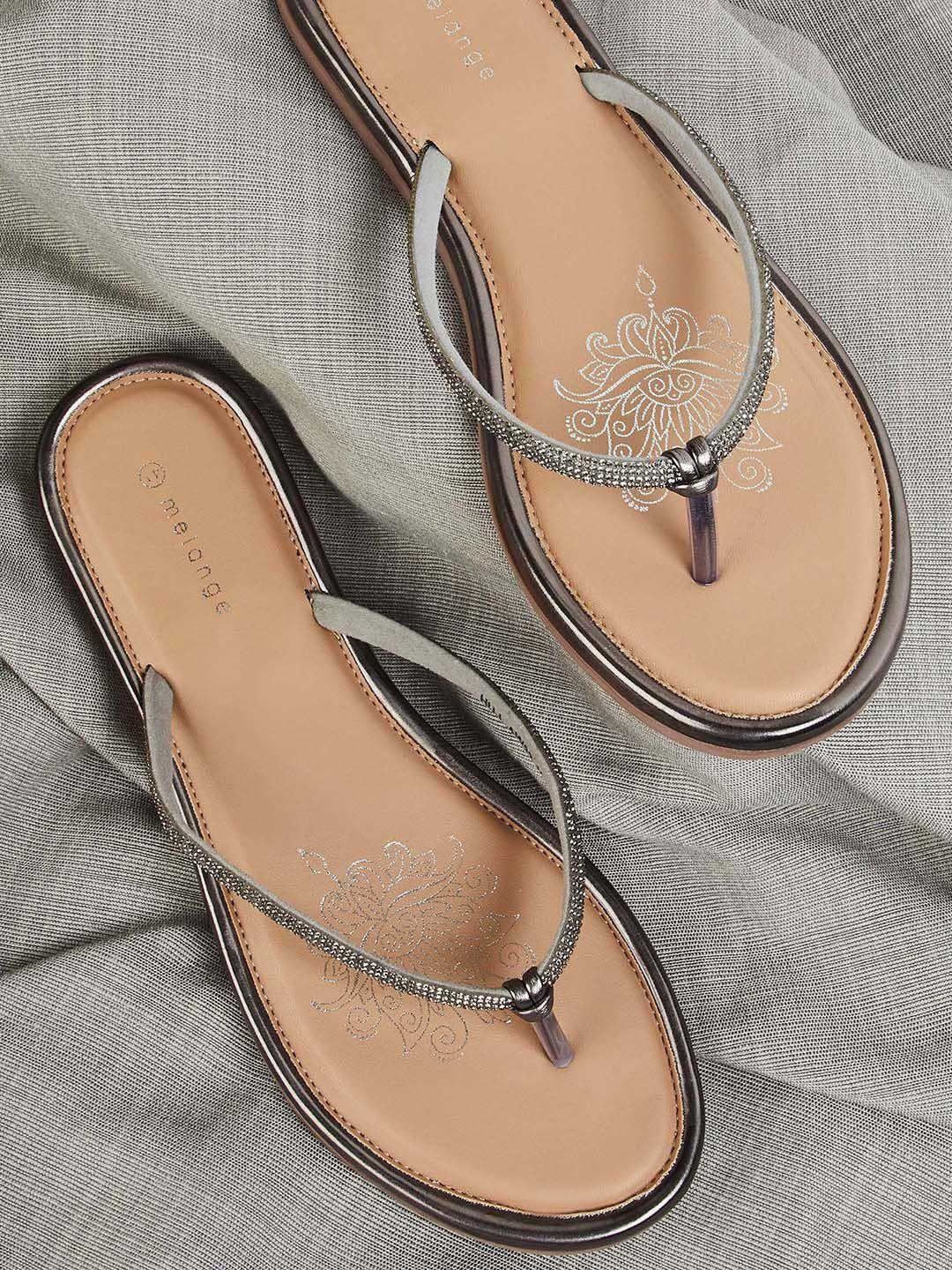 melange by lifestyle embellished open toe flats