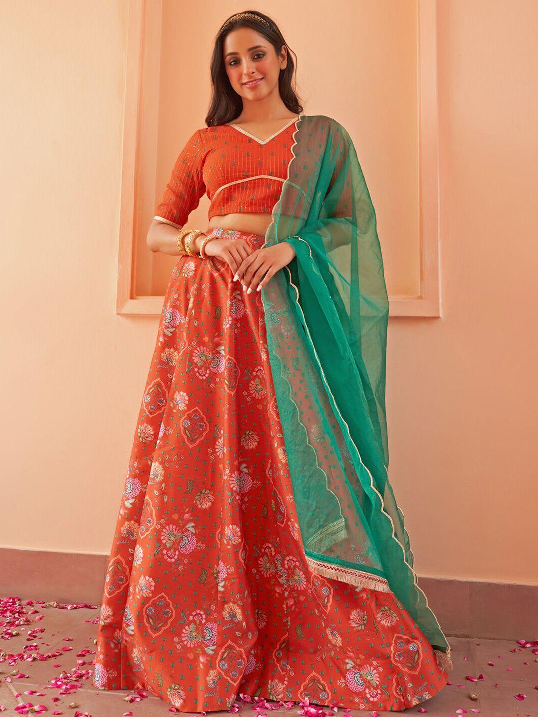 janasya floral printed ready to wear lehenga & blouse with dupatta