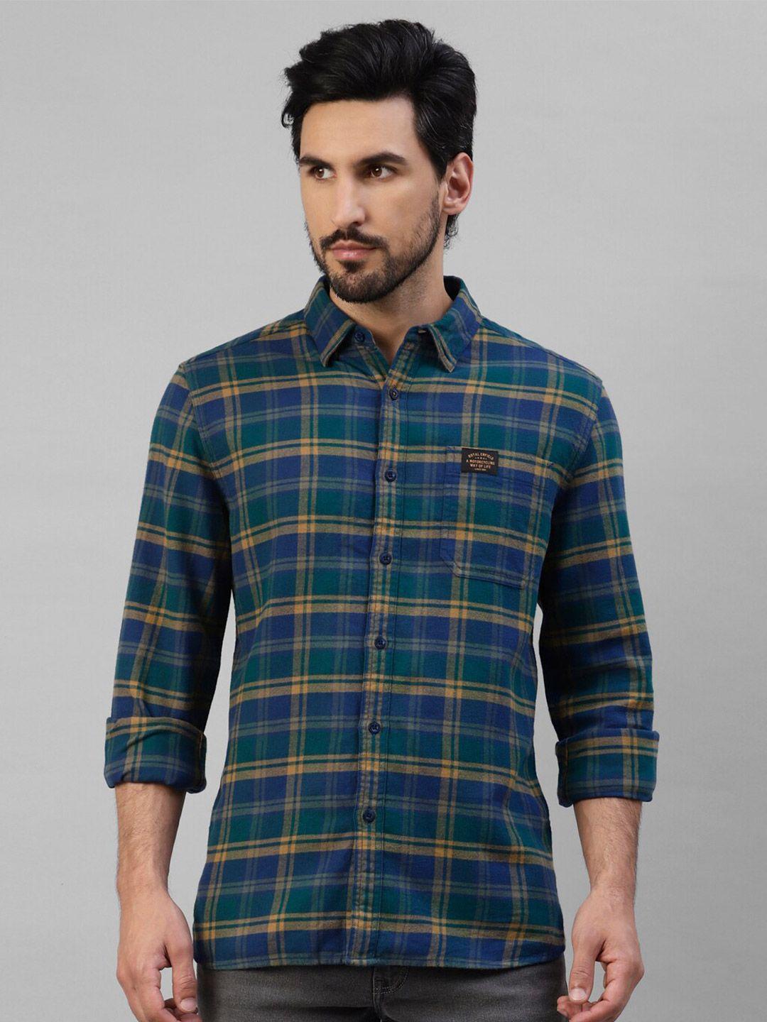 royal enfield tartan checked twill pure cotton casual shirt