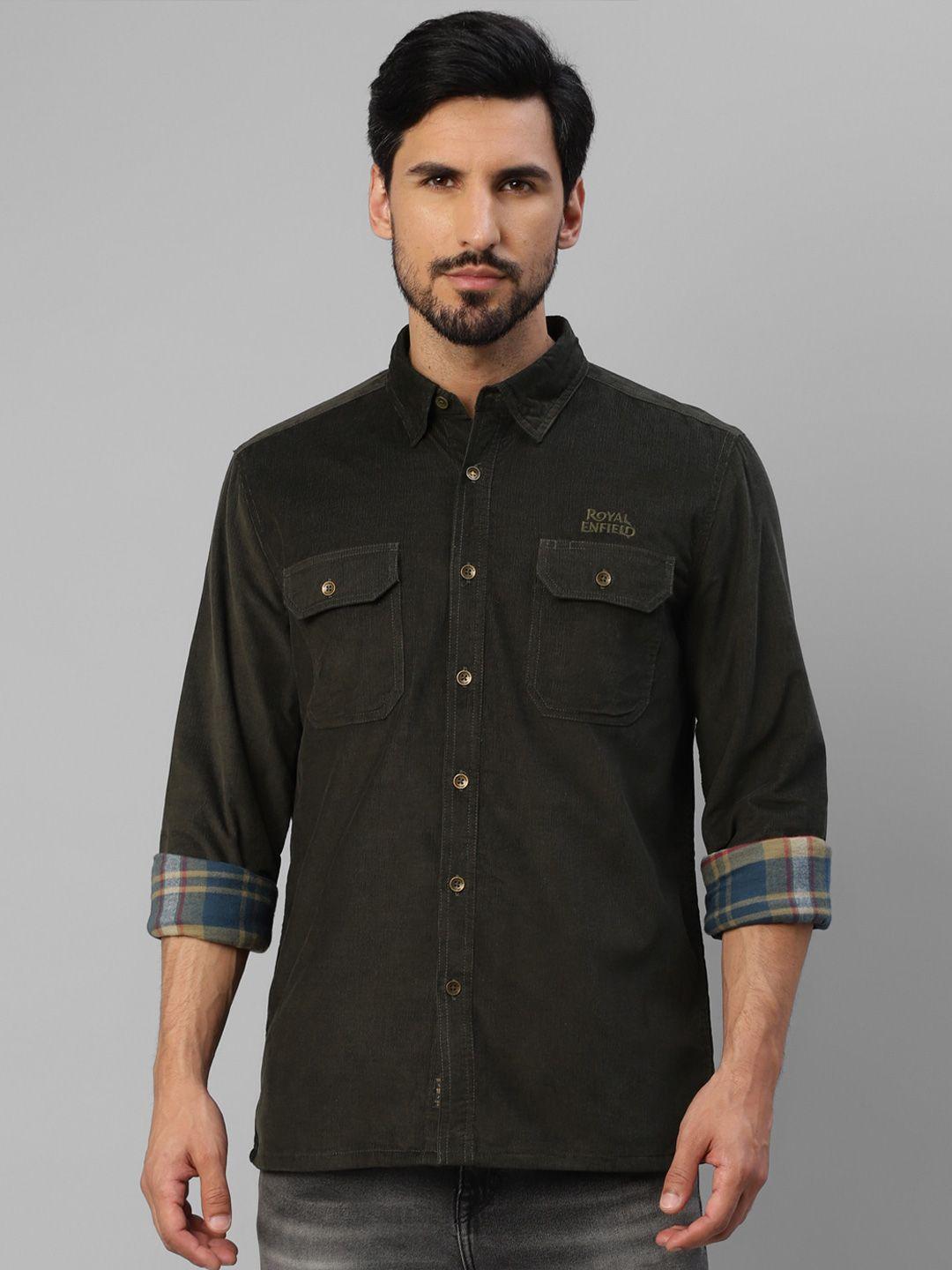 royal enfield spread collar corduroy cotton casual shirt