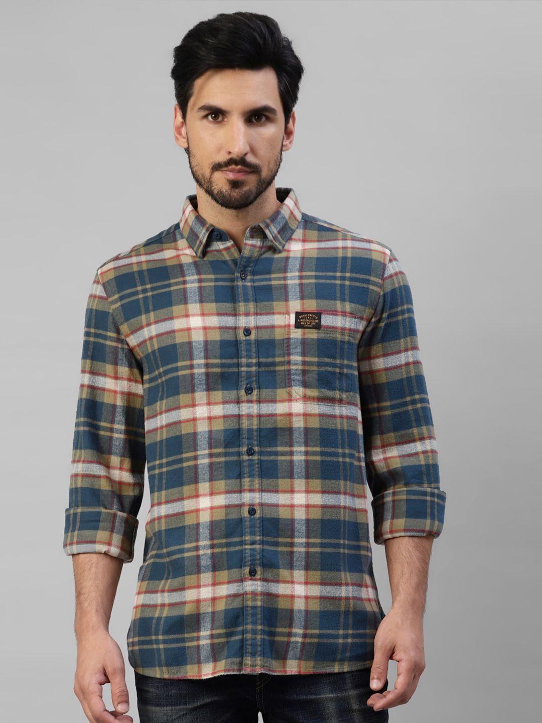 royal enfield tartan checked twill pure cotton casual shirt