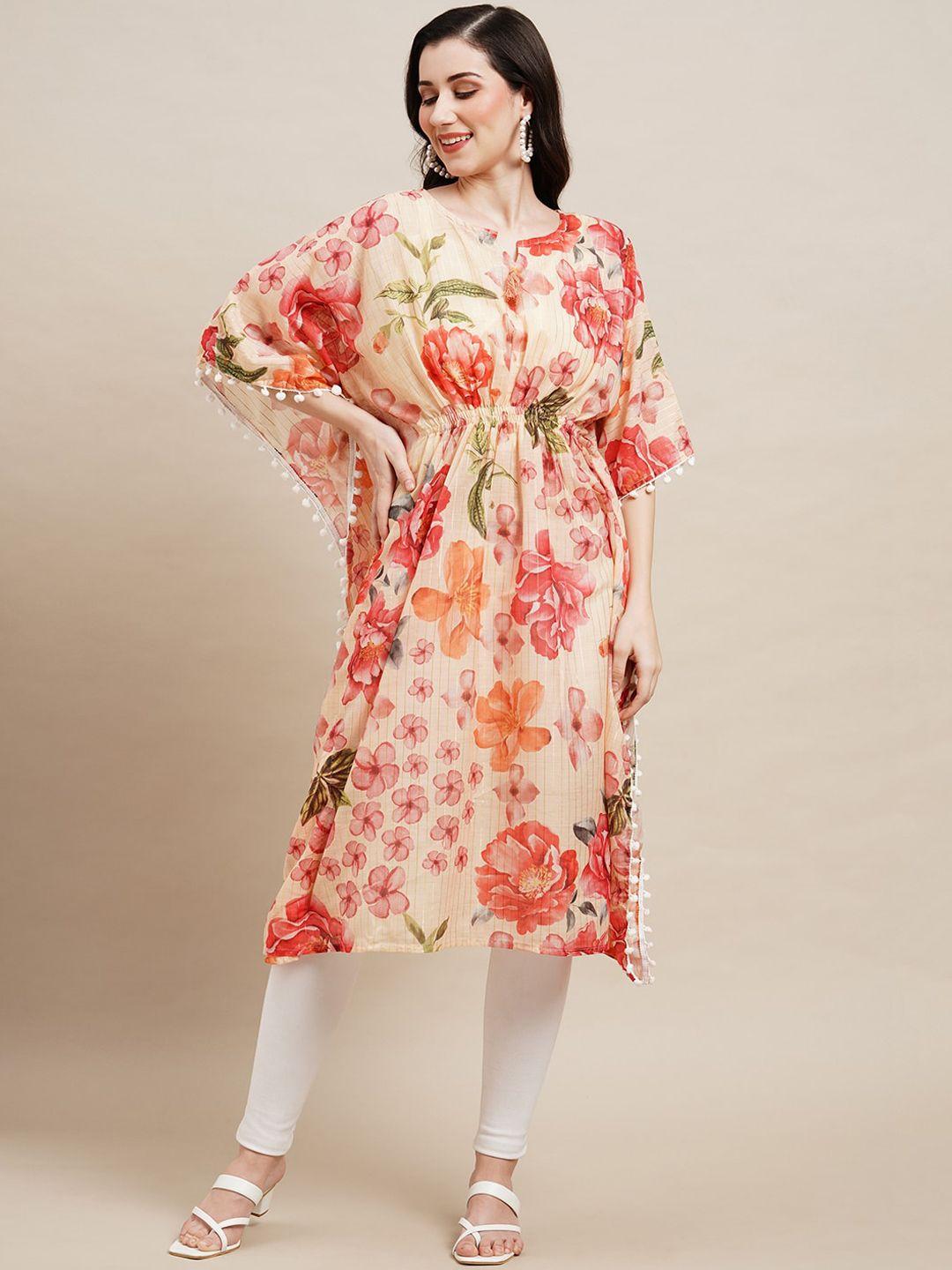 sangria floral-printed cotton kaftan ethnic dress