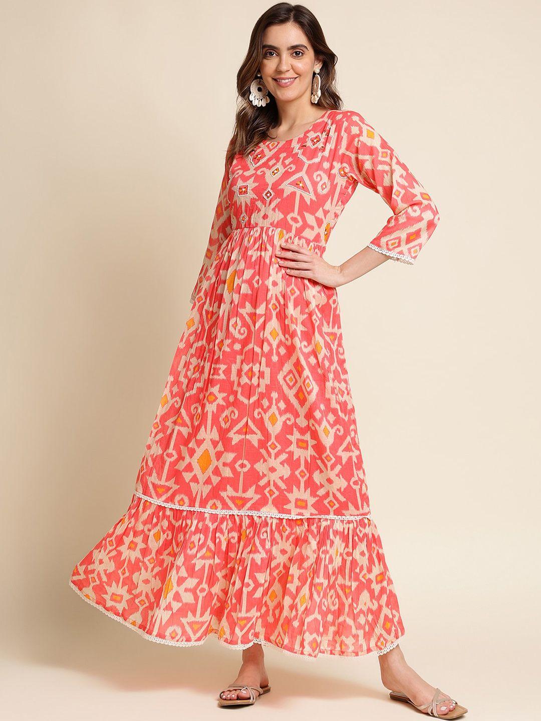 sangria ethnic motifs printed embroidered empire ethnic dress