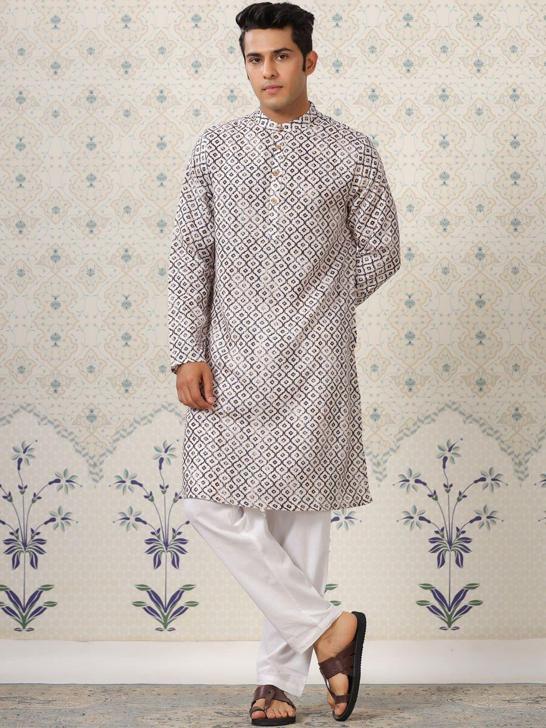 ode by house of pataudi men ethnic motifs printed straight kurta