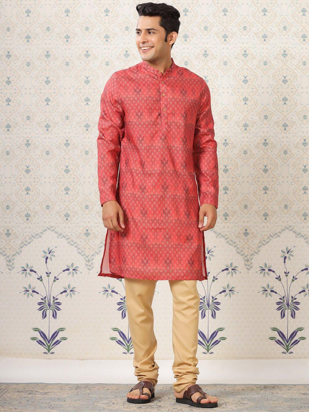 ode by house of pataudi ethnic motifs printed mandarin collar straight kurta