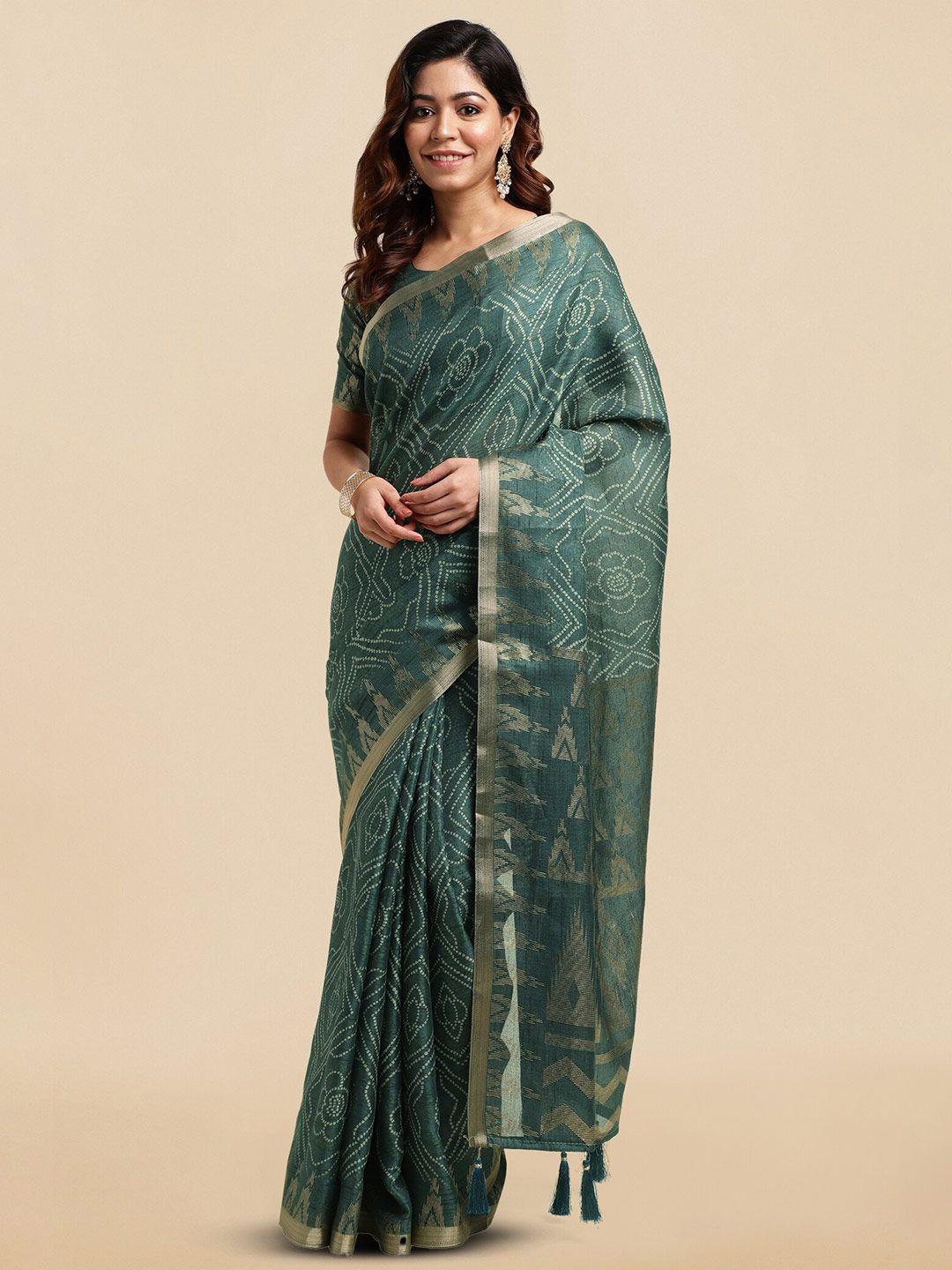 mirchi fashion geometric printed zari saree