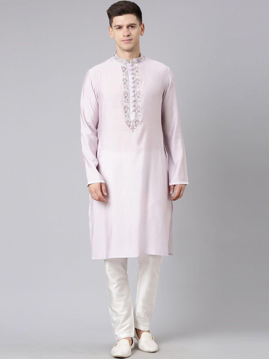 theethnic.co floral embroidered thread work regular kurta