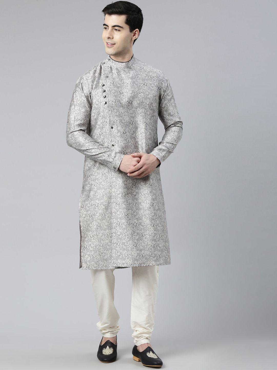 theethnic.co floral printed mandarin collar kurta