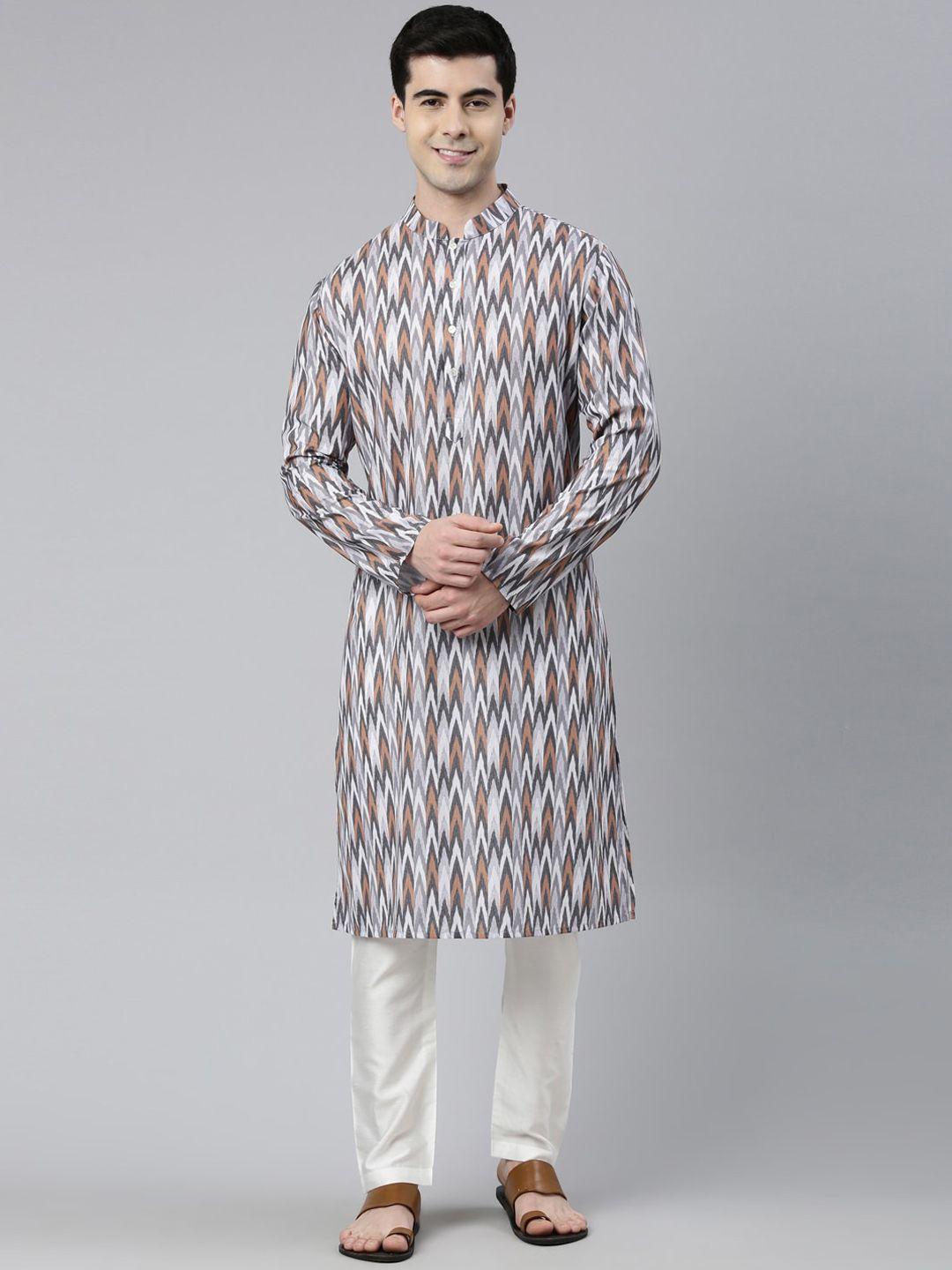 theethnic.co abstract printed mandarin collar kurta