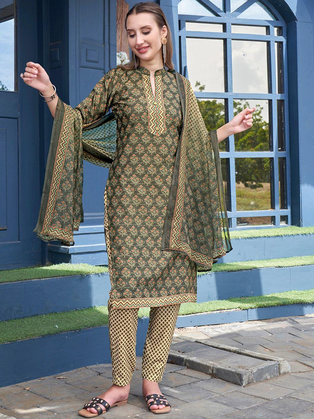 anouk ethnic motifs printed regular kurta with trousers & dupatta