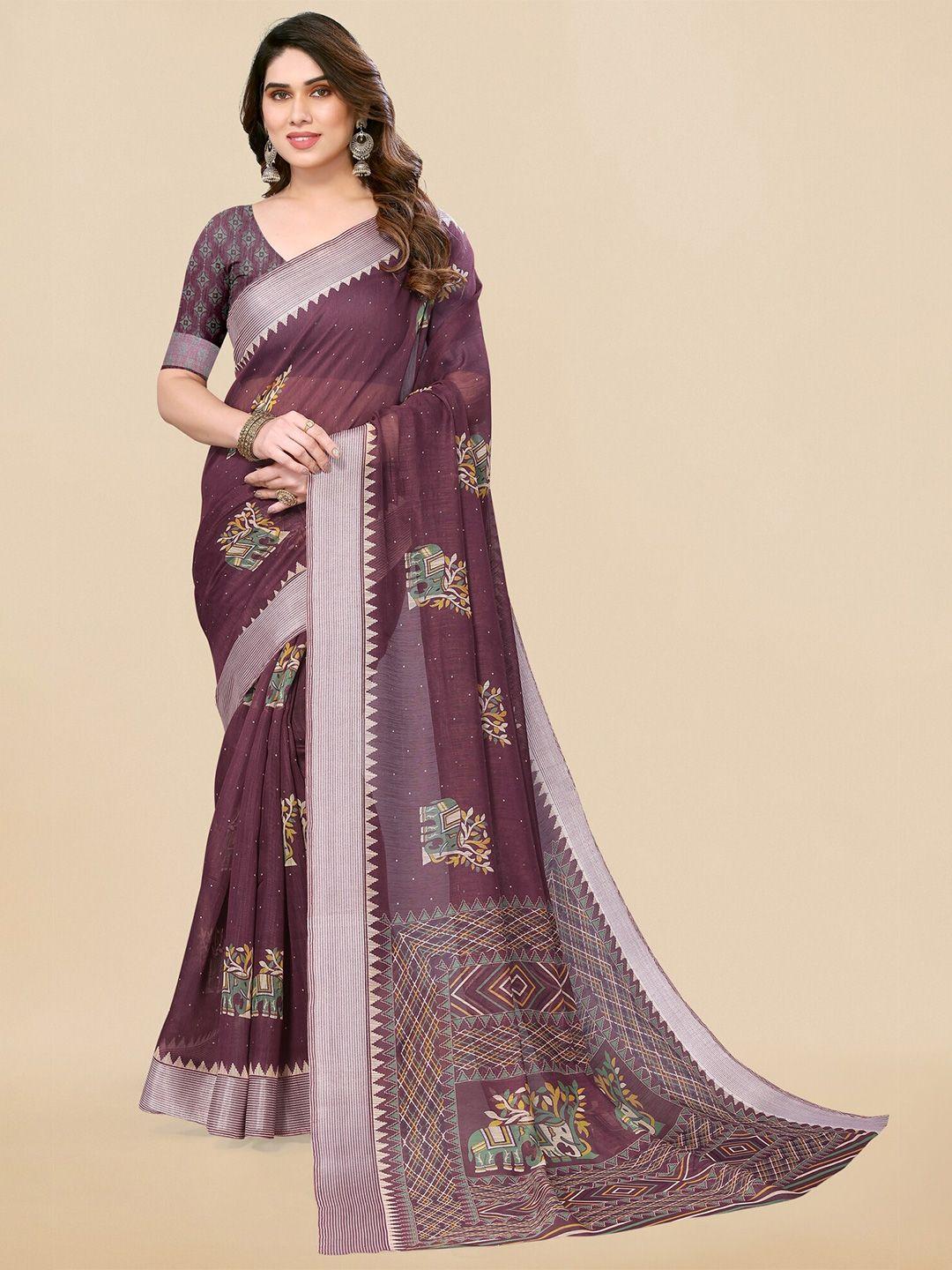 mirchi fashion ethnic motifs printed zari saree