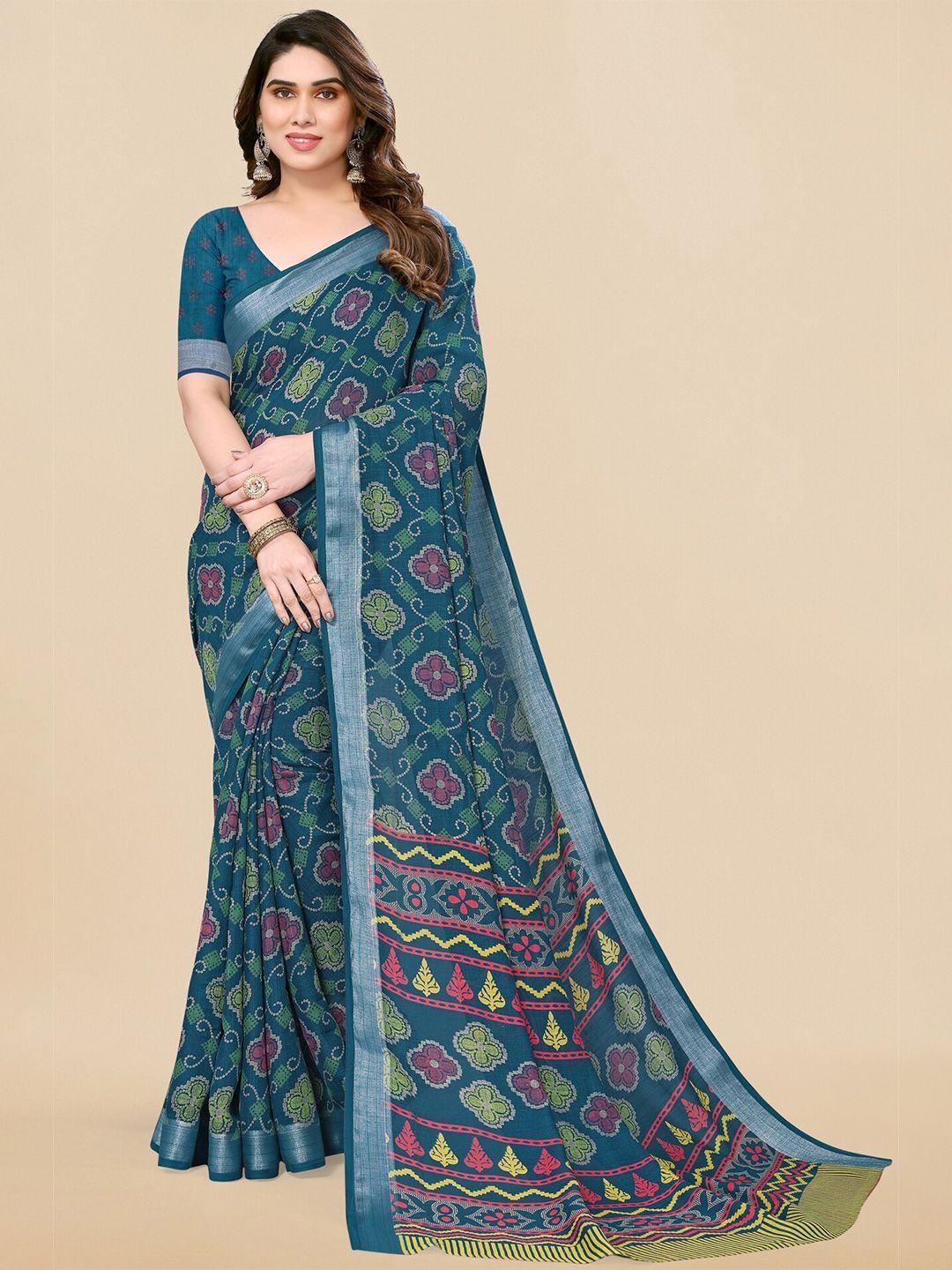 mirchi fashion bandhani printed zari bandhani saree