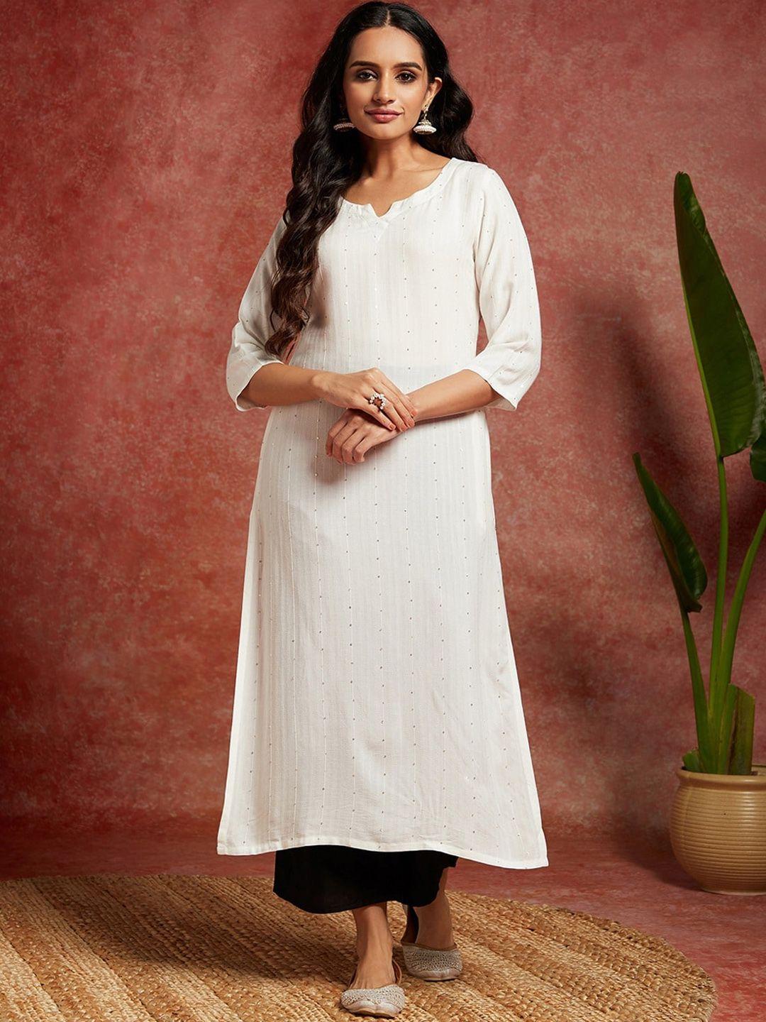 libas geometric embroidered sequinned a-line kurta