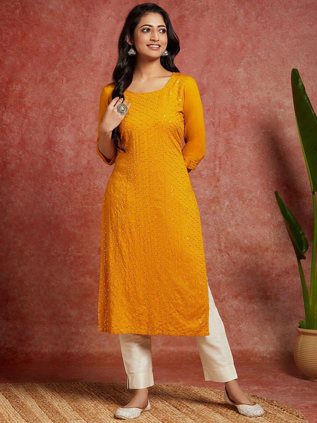 libas sequinned embellished straight kurta