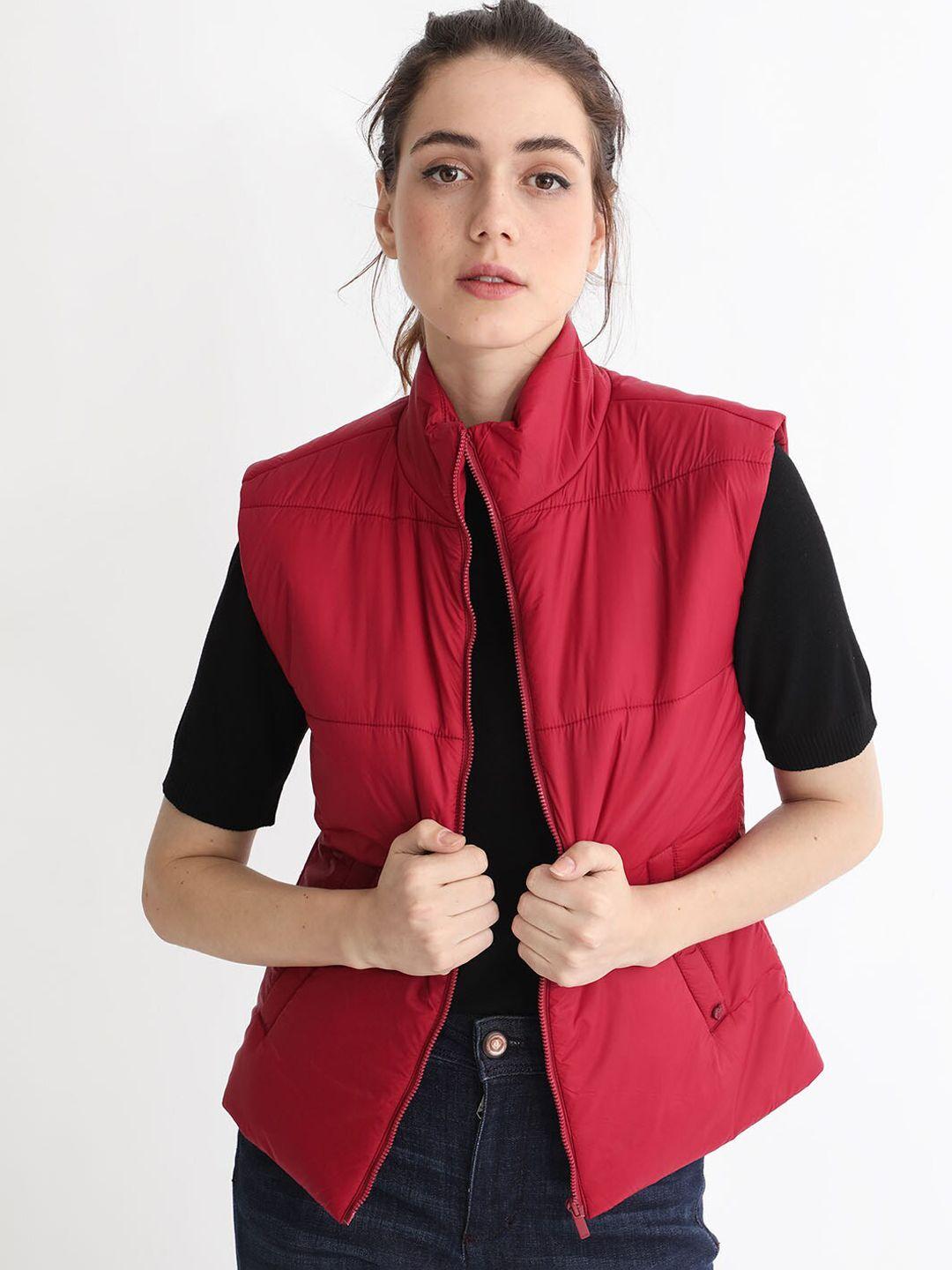 rareism mock collar sleeveless padded jacket