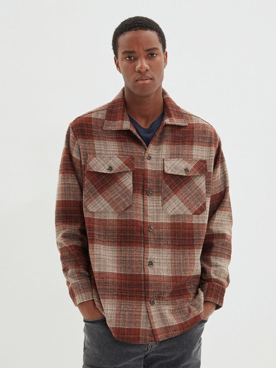 trendyol tartan checked casual shirt