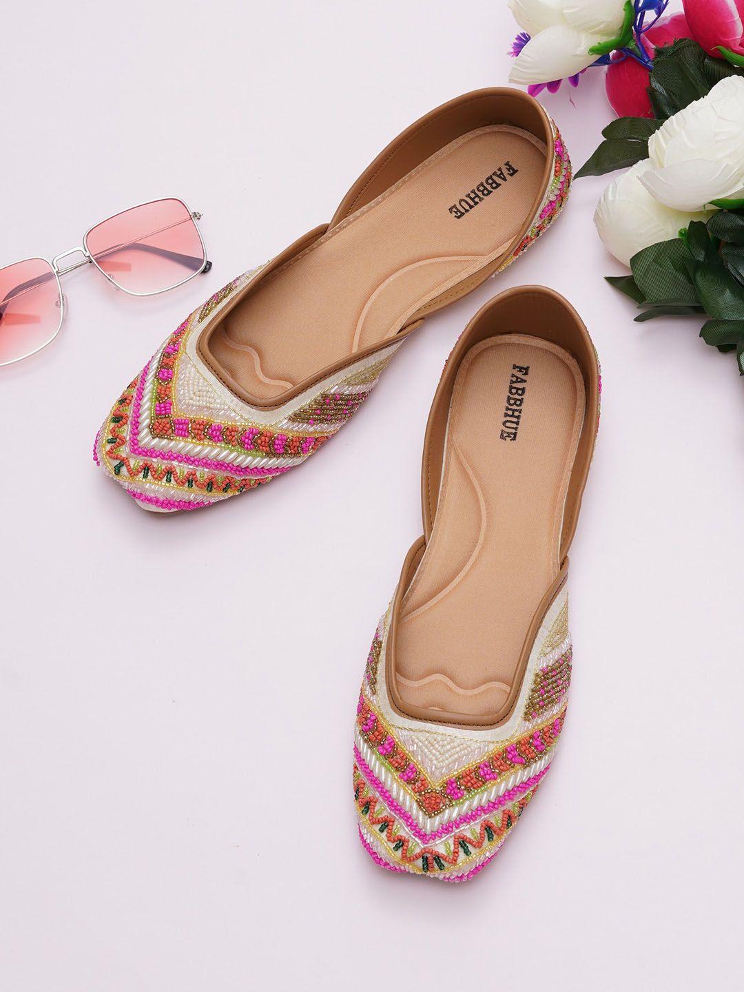 fabbhue embellished square toe ethnic mojaris