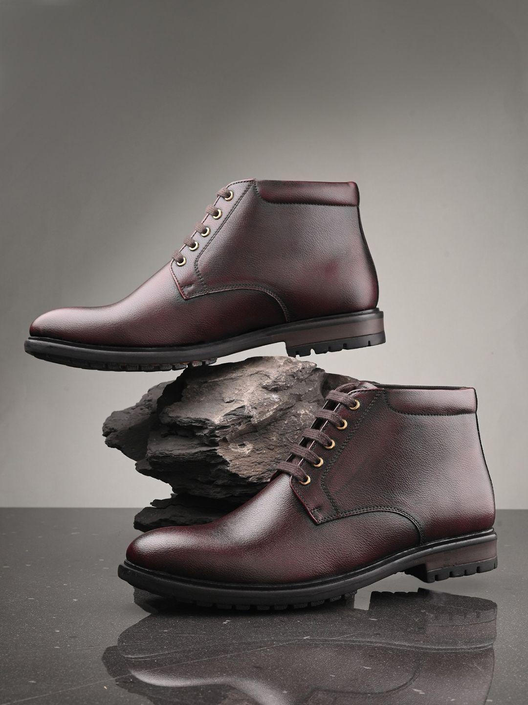 san frissco men textured mid-top boots