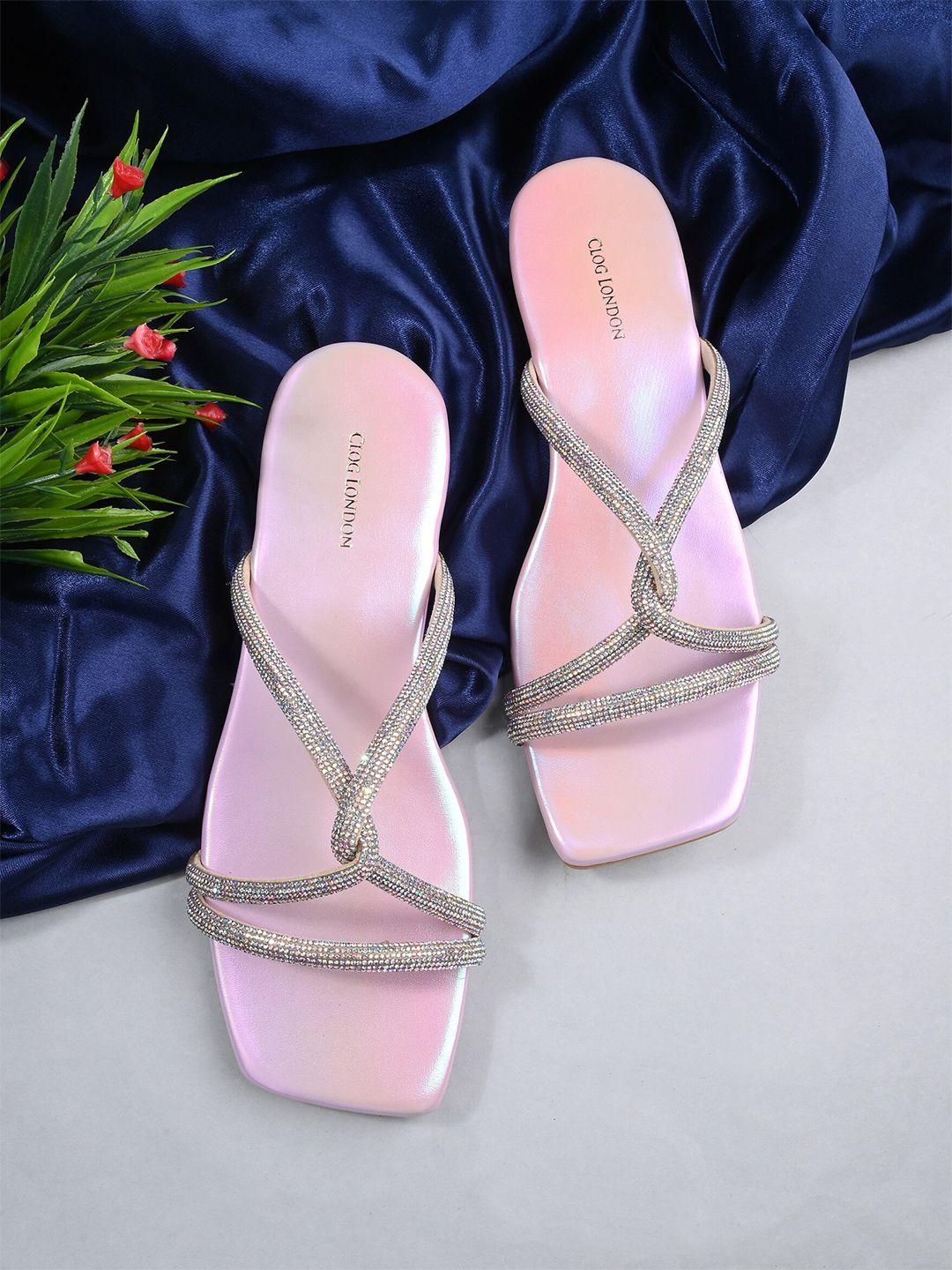 clog london embellished open toe flats