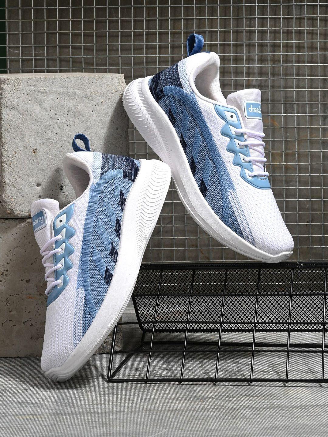 dressberry women blue & white mesh walking shoes