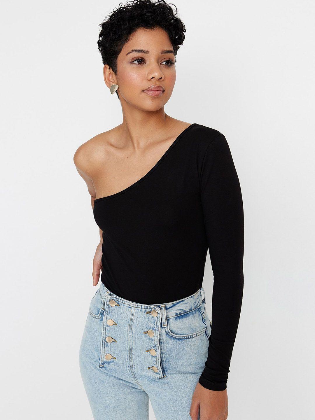 trendyol one shoulder long sleeves bodysuit