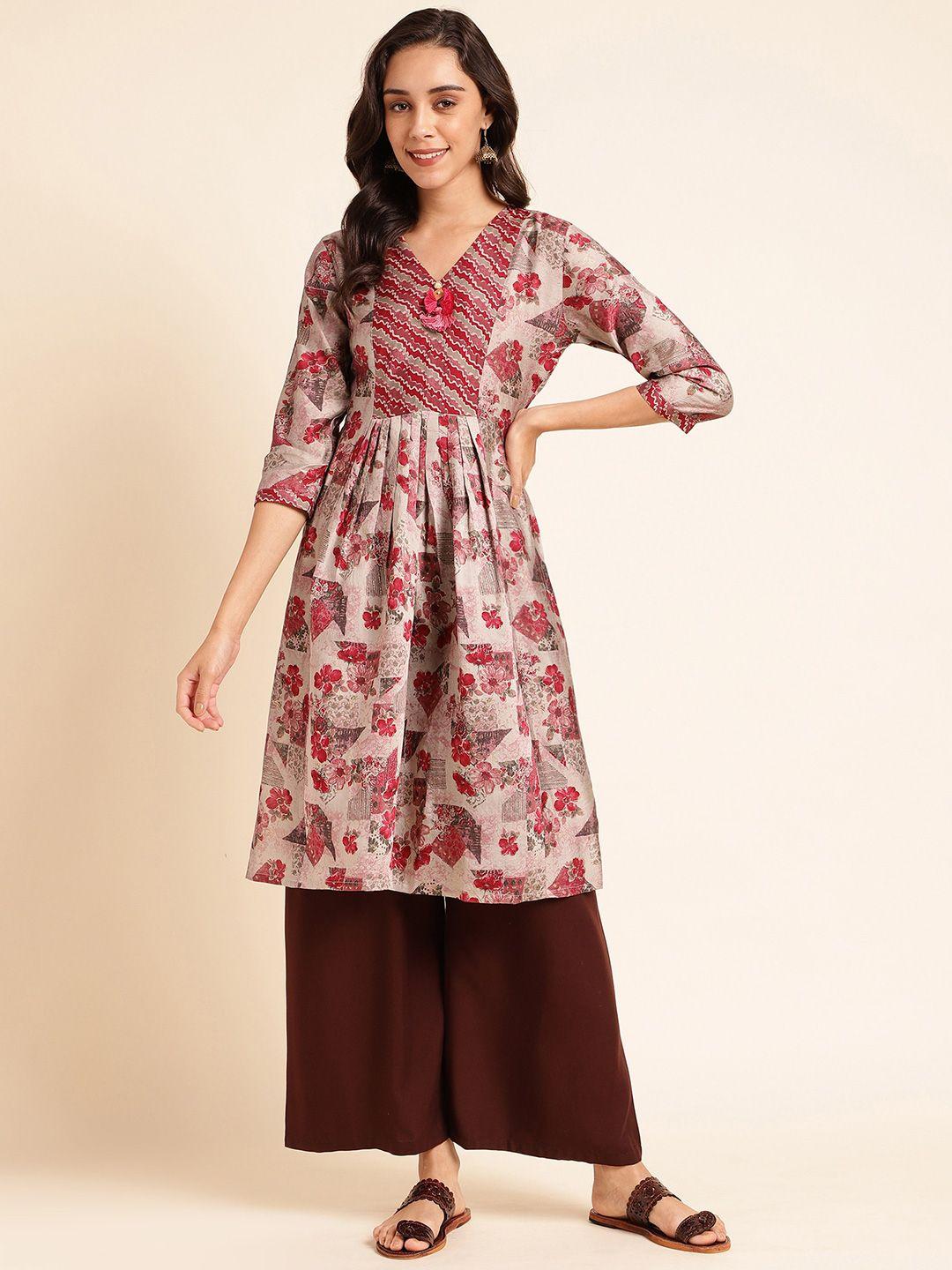 kalini ethnic motifs printed v-neck a-line kurta