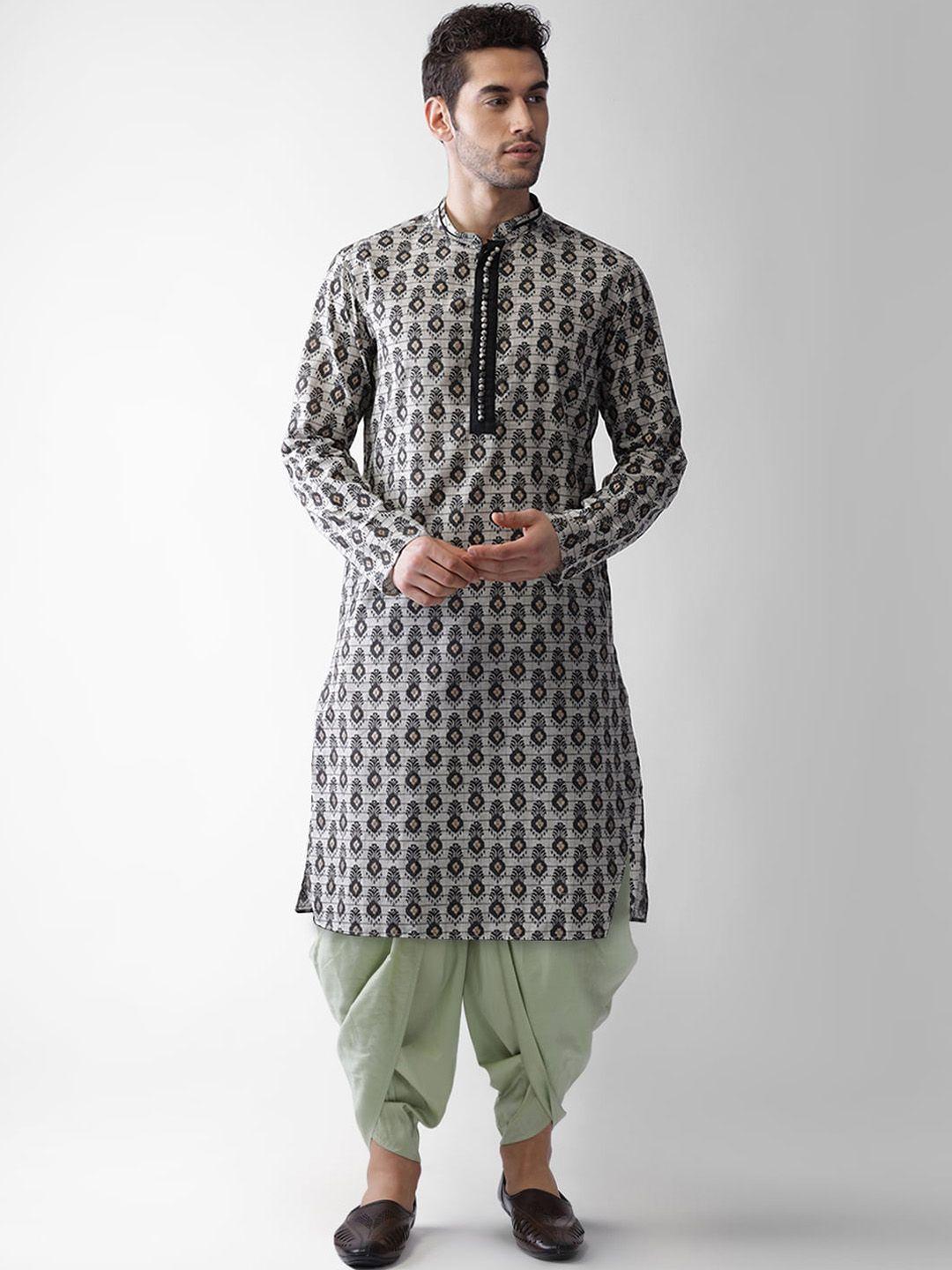 sangria ethnic motif printed mandarin collar straight kurta