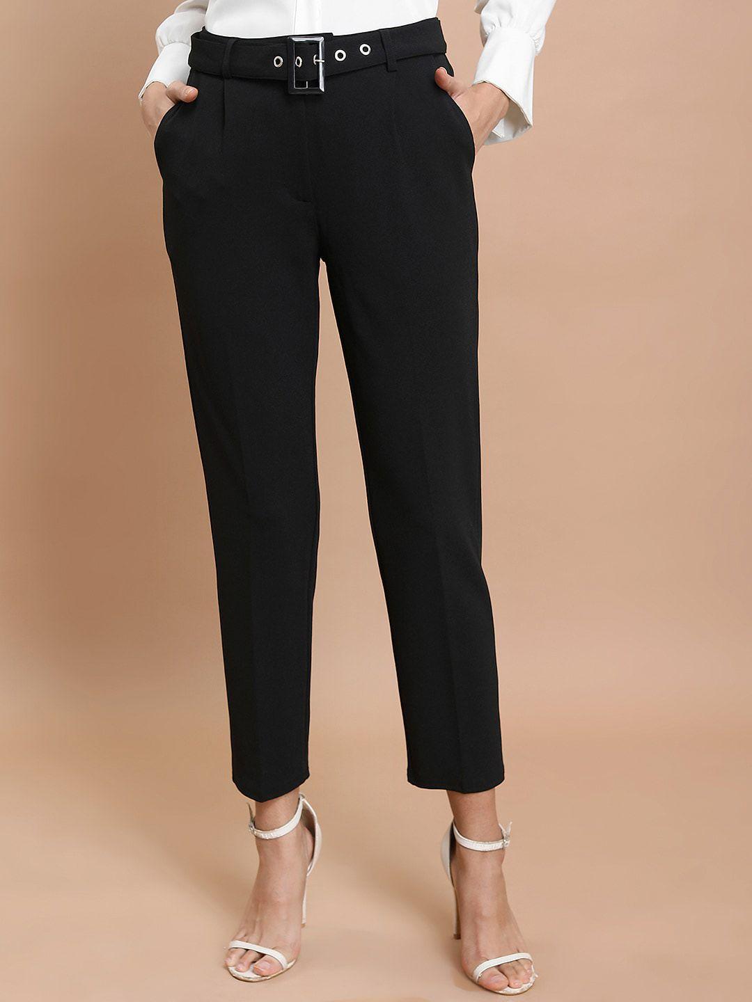 ketch women slim fit pleated peg trousers