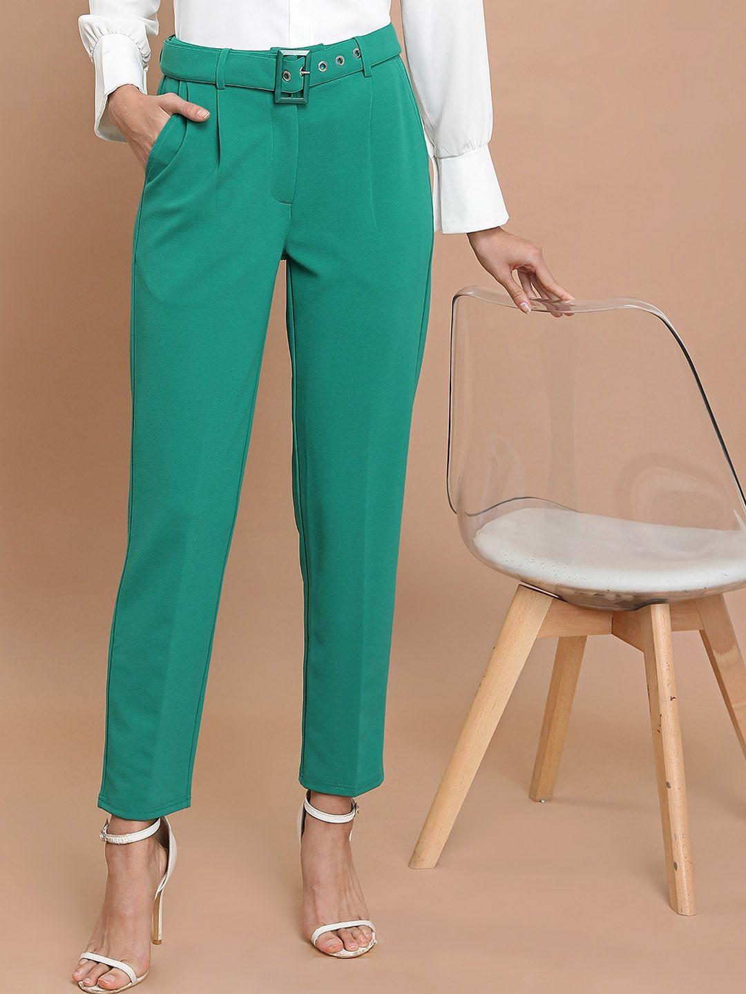 ketch women slim fit pleated peg trousers