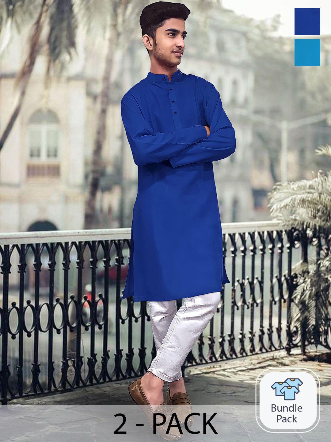 1 stop fashion selection of 2 band collar long sleeves cotton kurta