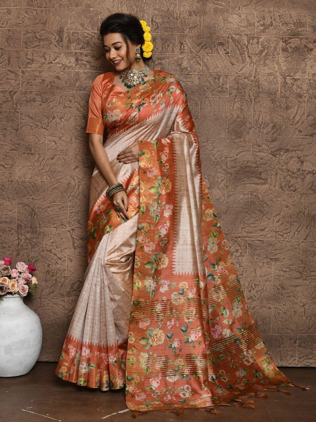 vishnu weaves floral printed silk cotton saree