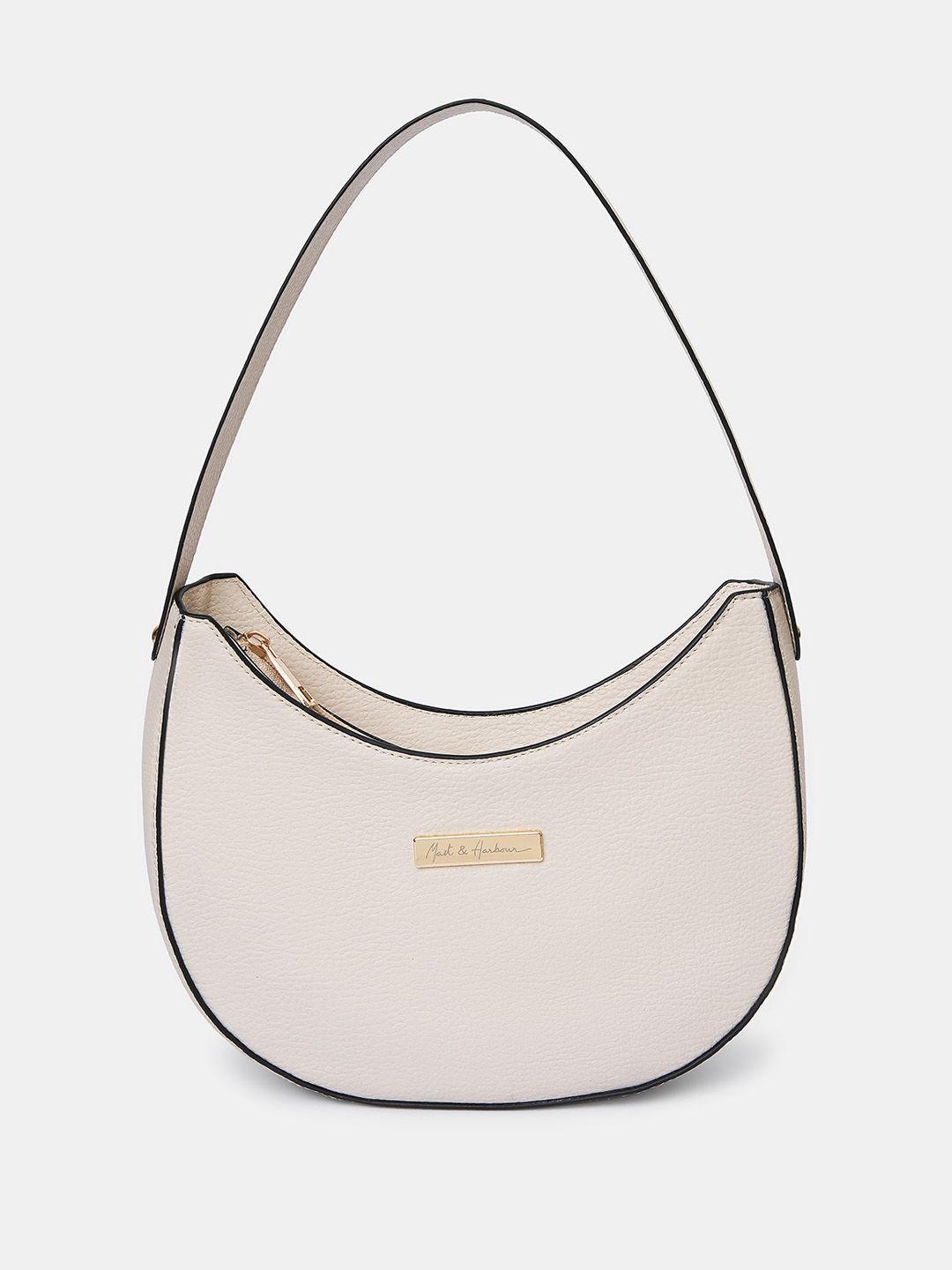 mast & harbour cream-coloured half moon hobo bag