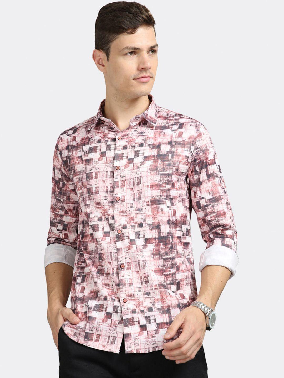 badmaash slim fit abstract printed pure cotton casual shirt