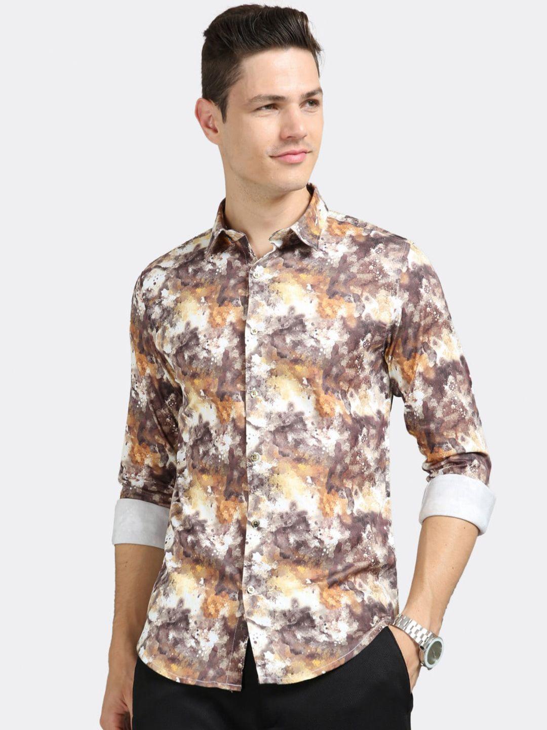 badmaash slim fit abstract printed casual shirt