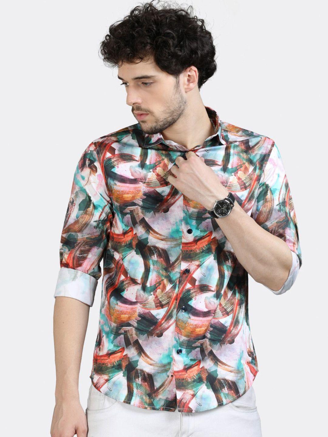 badmaash slim fit abstract printed pure cotton casual shirt