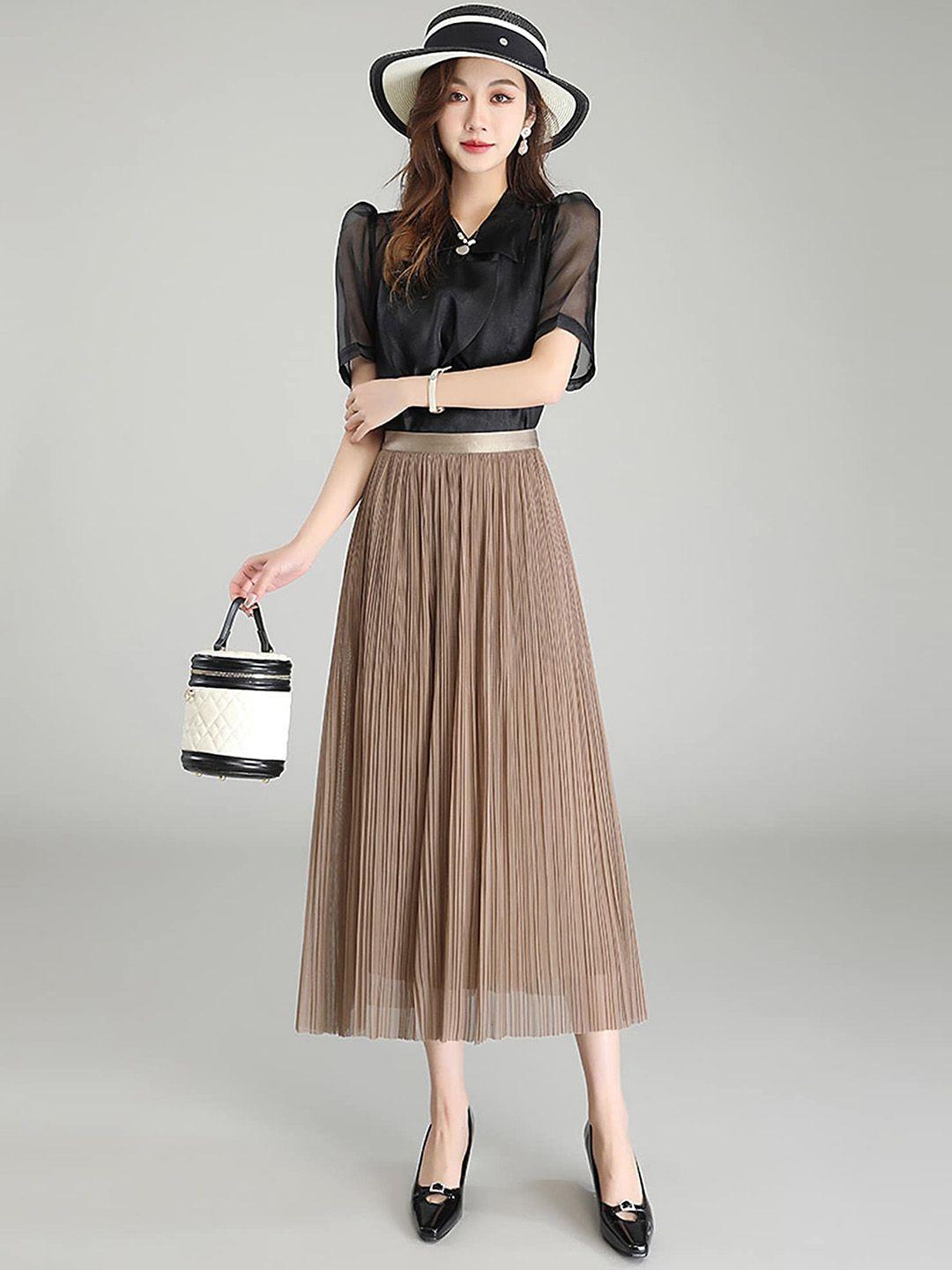 lulu & sky accordion pleats a-line midi length skirt